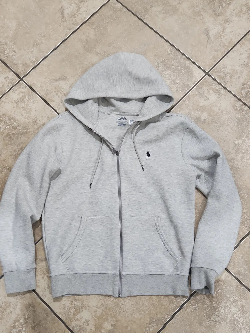 Polo by Ralph Lauren Heather Gray Zip-Up Hoodie with Navy Logo